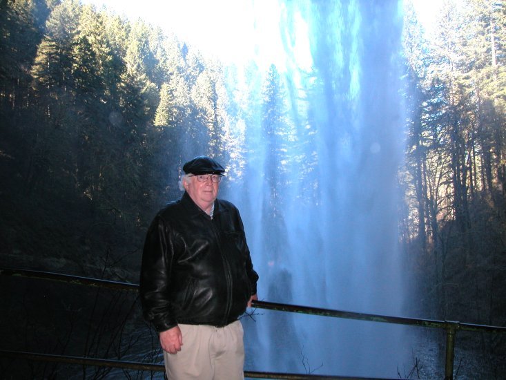 Silver Falls: Don behind South Falls, in the Winter 10